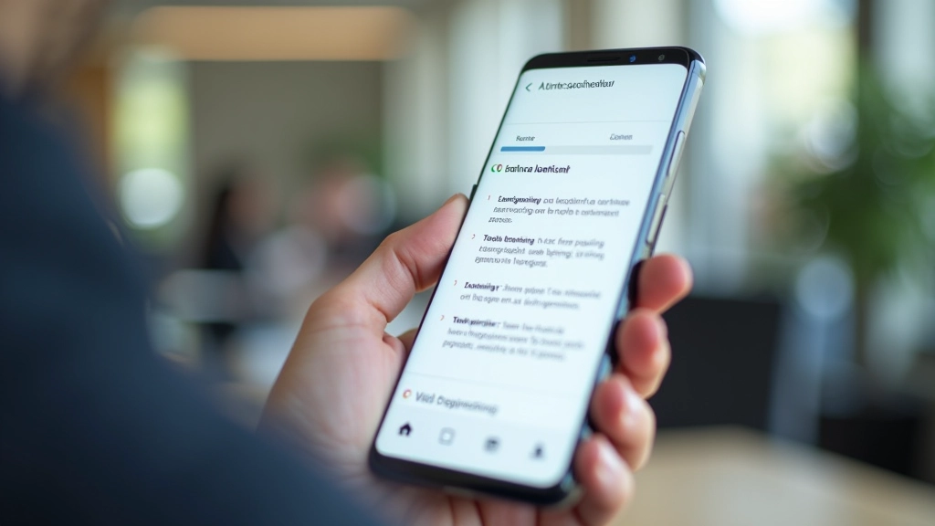 Smartphone zobrazující webovou stránku s optimálními rozestupy a čitelným textem, blízký pohled na displej
