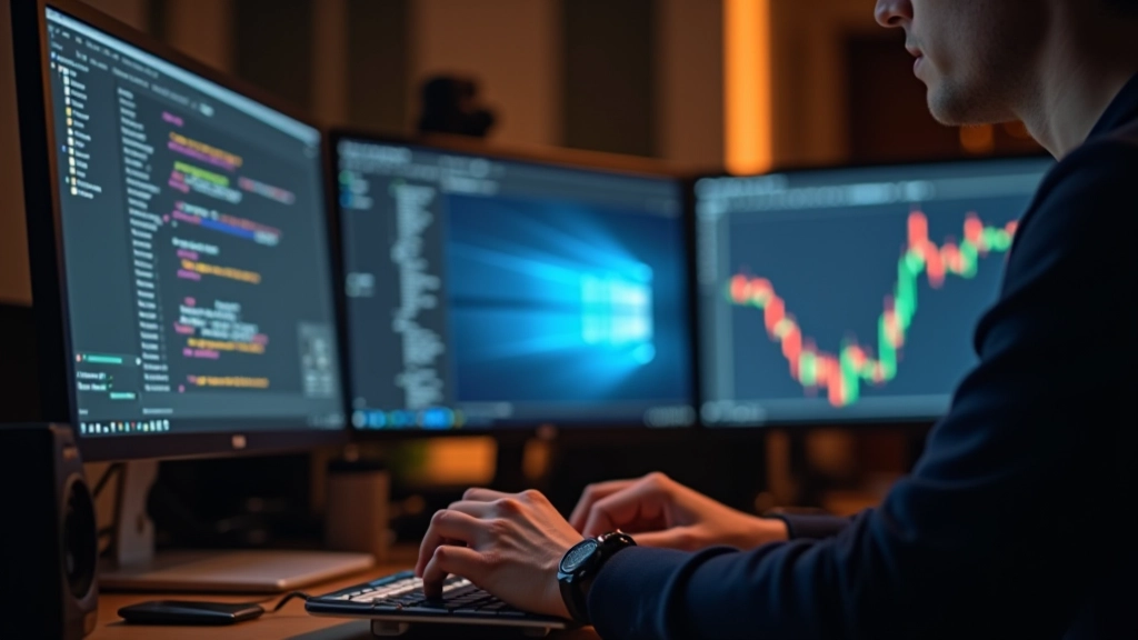 Designer pracující na mobilní aplikaci v moderním studiu s více monitorem