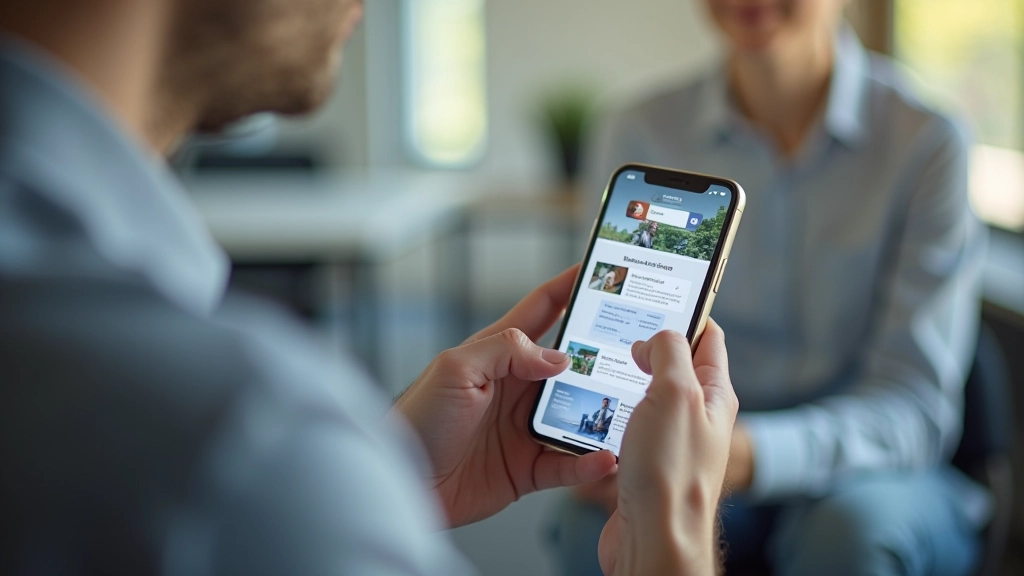 Smartphone v rukou návštěvníka webu zobrazující mobilní verzi stránky